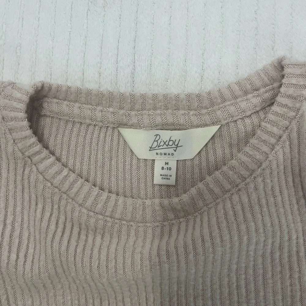 Kids Ribbed Long Sleeve Sweater - Beige